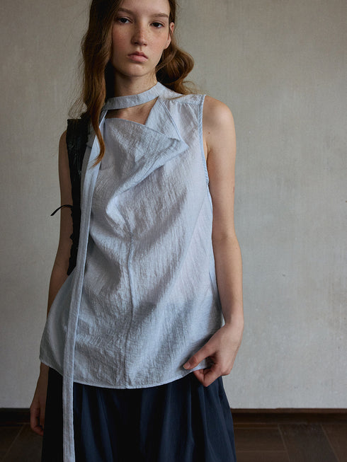 Zephyr Asymmetric Tie-Neck Top