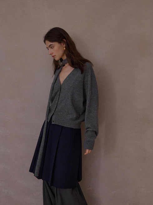 Jupe plissée en laine Maura