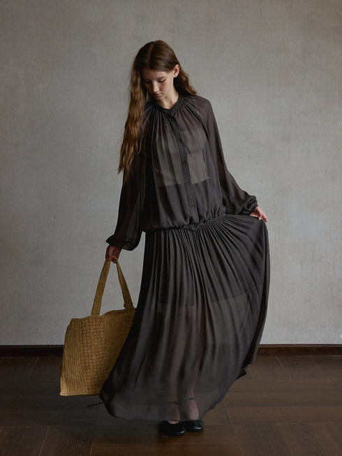 Inkveil Gathered Sheer Shirt