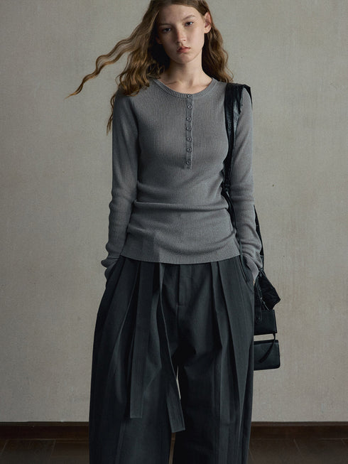 Senna Ribbed Henley Top