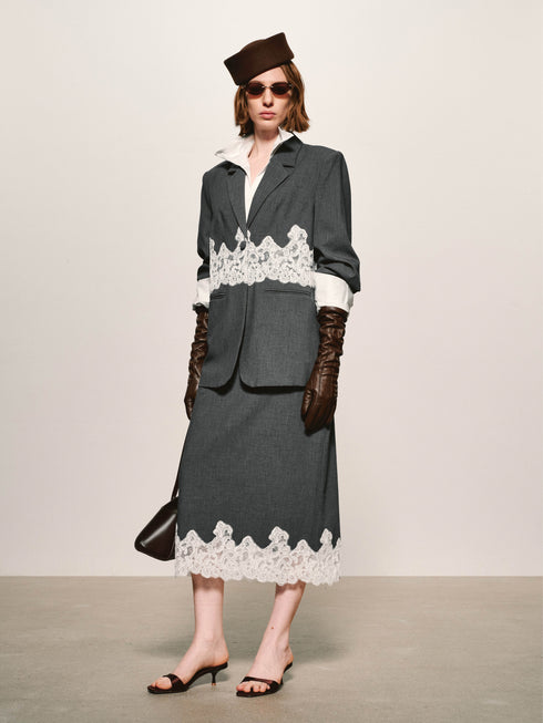 Filigree Spliced Blazer