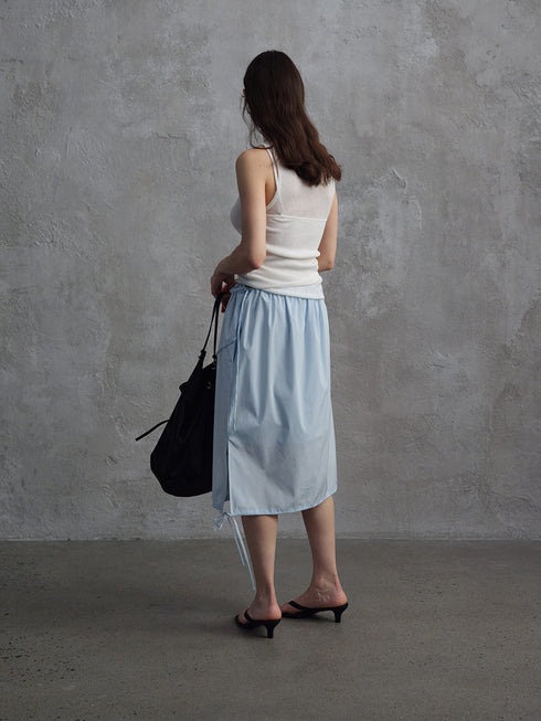 Umber Satin Drawstring Skirt