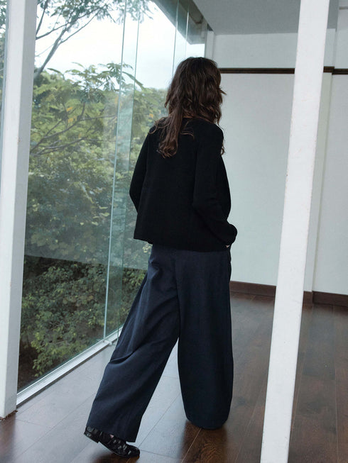 Rib Wool Veil Cardigan