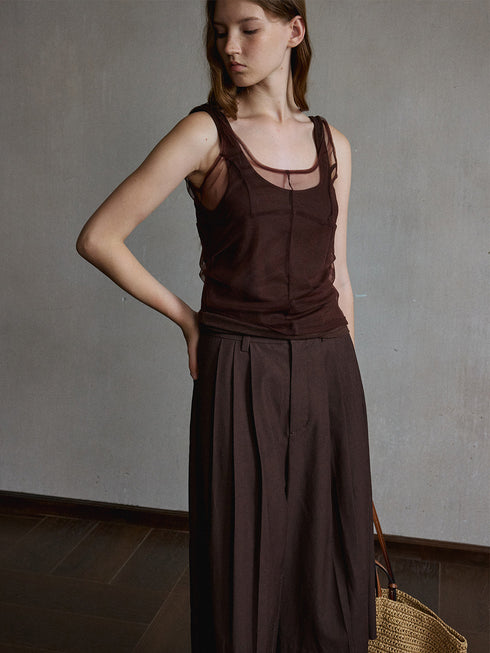 Umber Mesh Layer Cami