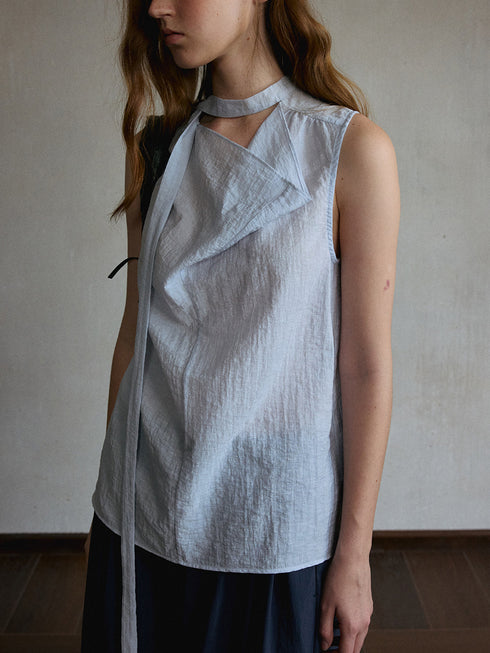 Zephyr Asymmetric Tie-Neck Top