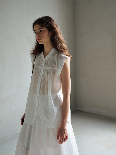 Sombra Camicia Trasparente Senza Maniche
