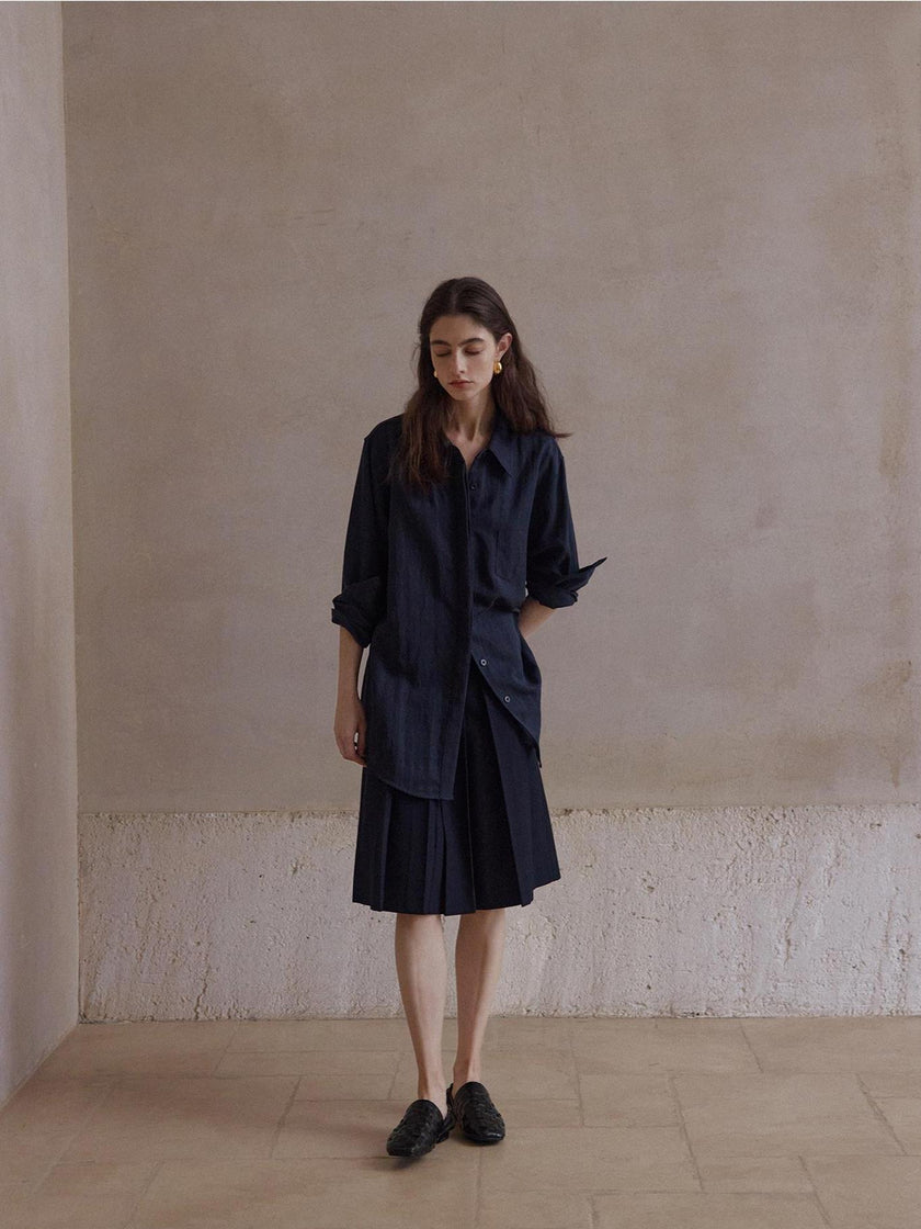 Jupe plissée en laine Maura