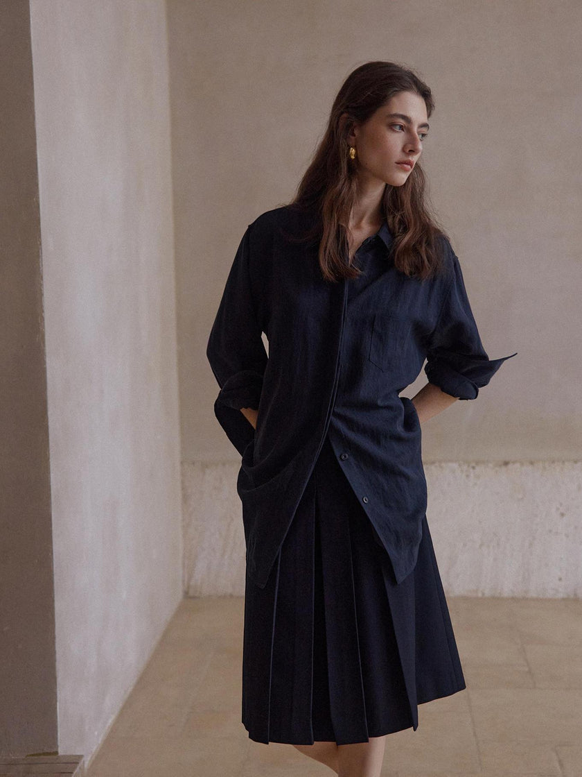 Jupe plissée en laine Maura