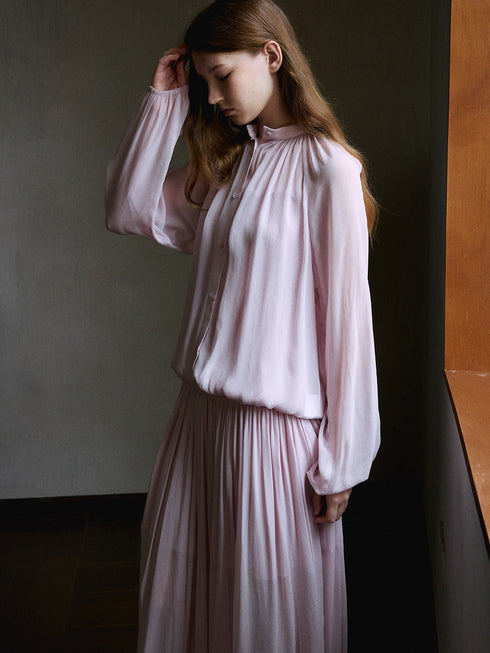 Inkveil Gathered Sheer Shirt