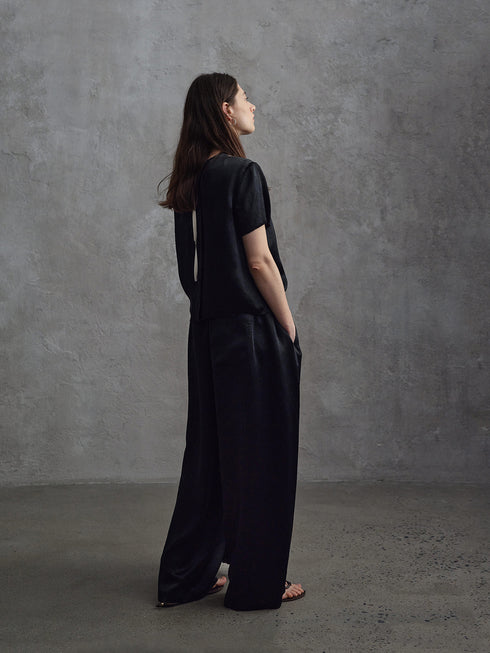 Nightfall Satin Tie-Back Top