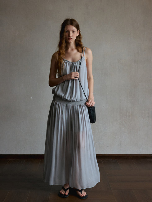 Mist Shirred Sheer Skirt