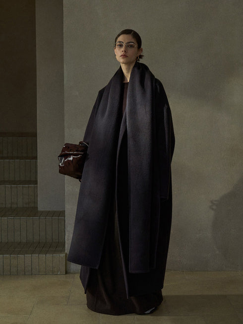 Halo Double-Faced Wool Coat with Scarf