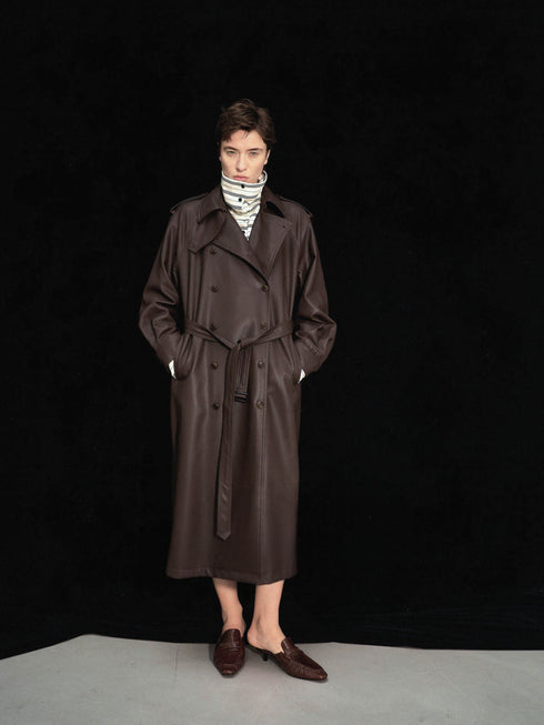 Noura Leather-Panel Coat