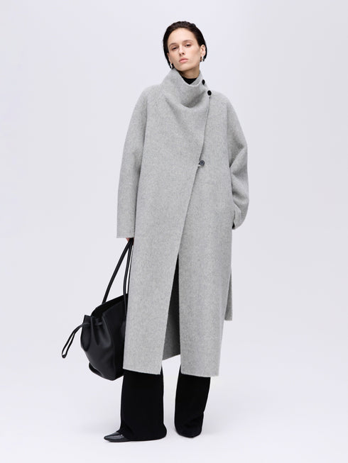 Wool Camel High-Neck Coat