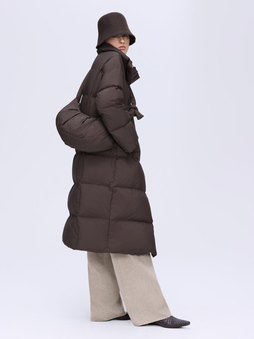 Manteau long en duvet à col montant