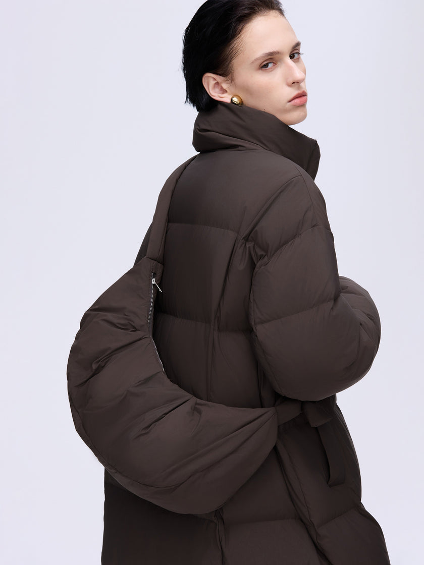 Manteau long en duvet à col montant