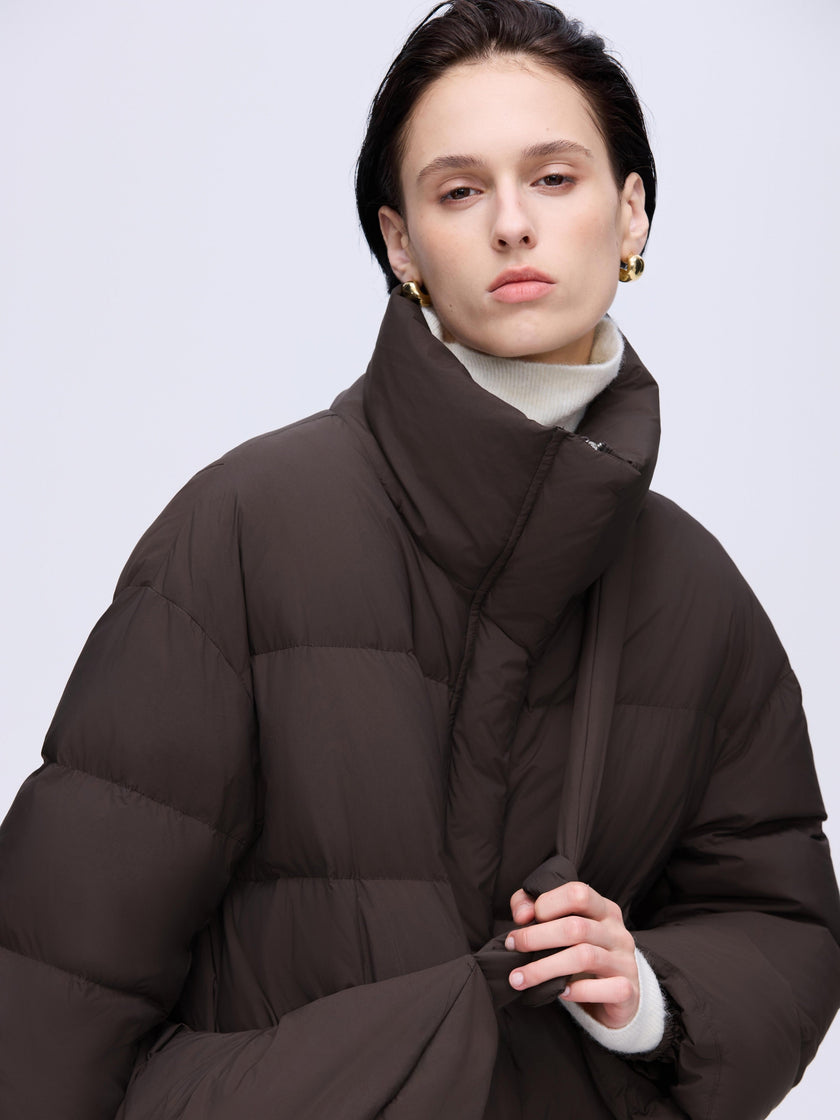 Manteau long en duvet à col montant
