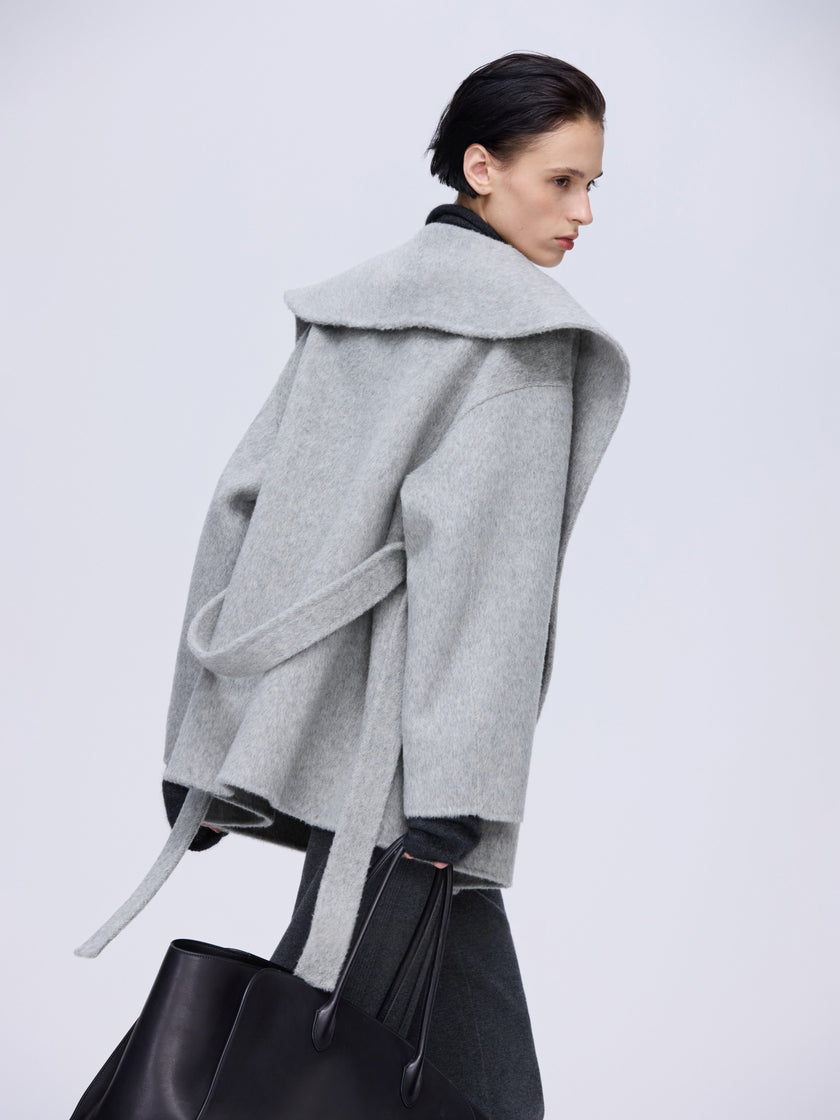 Sculpted Lapel Wool Coat
