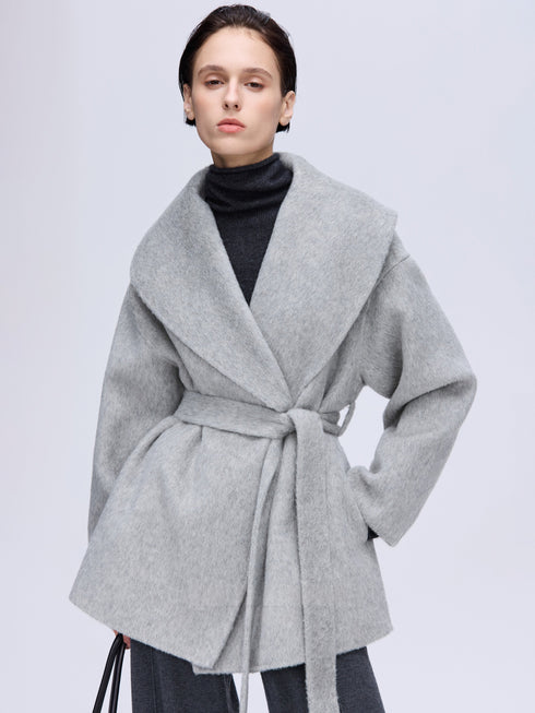 Sculpted Lapel Wool Coat