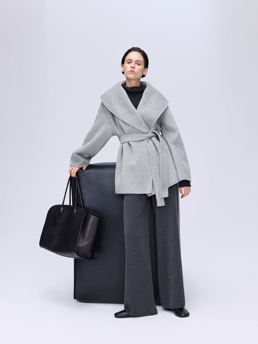 Sculpted Lapel Wool Coat