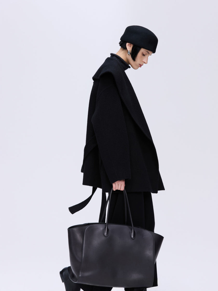 Sculpted Lapel Wool Coat