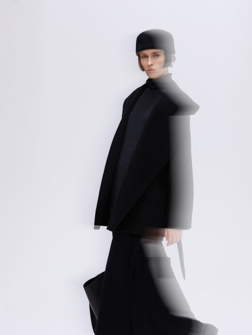 Sculpted Lapel Wool Coat