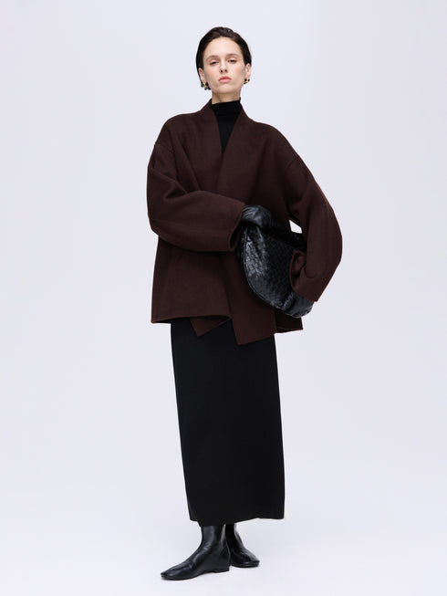 Soft V-Neck Wool Coat