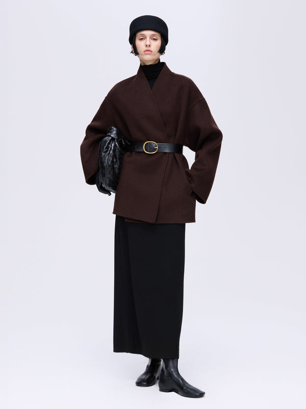 Soft V-Neck Wool Coat
