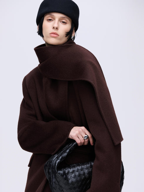 Wool Coat with Belt & Scarf