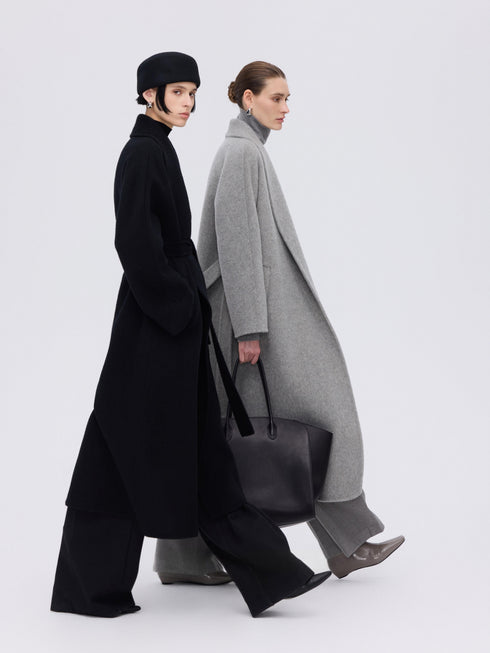 Wool–Camel Wrap Coat