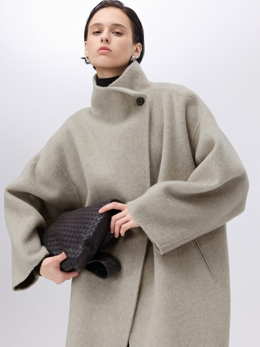Asymmetric High-Neck Coat