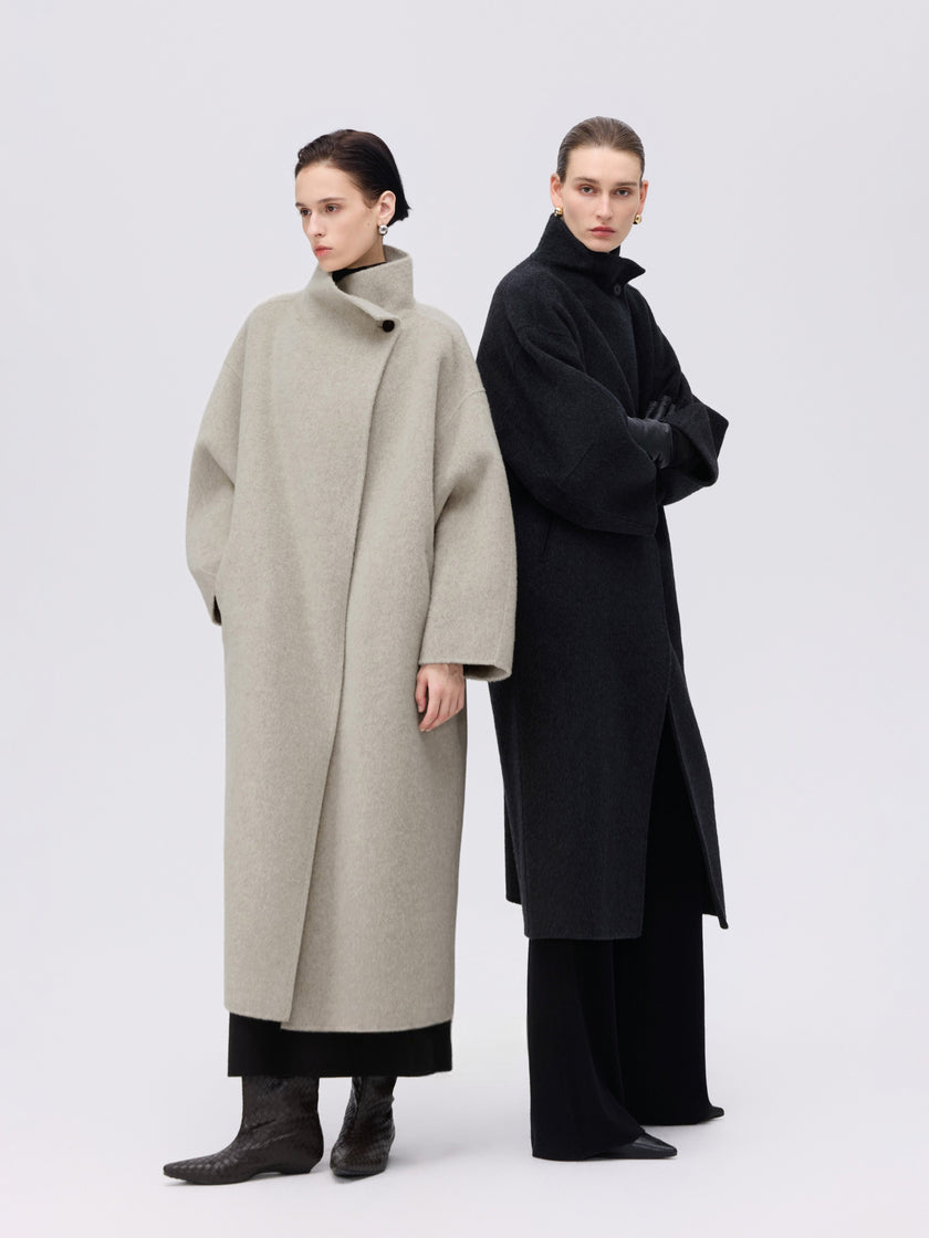 Asymmetric High-Neck Coat