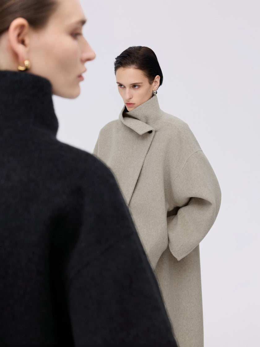 Asymmetric High-Neck Coat