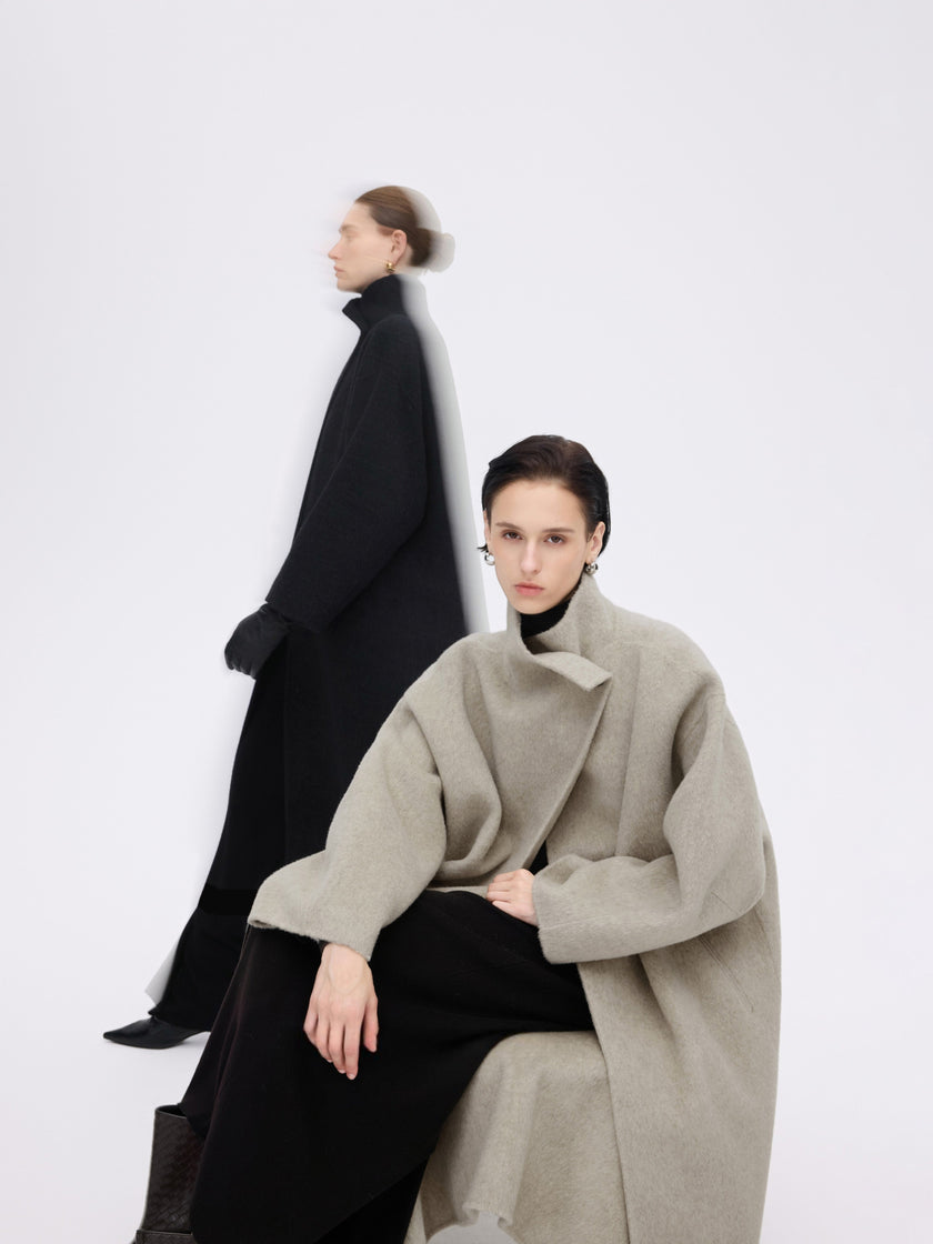 Asymmetric High-Neck Coat