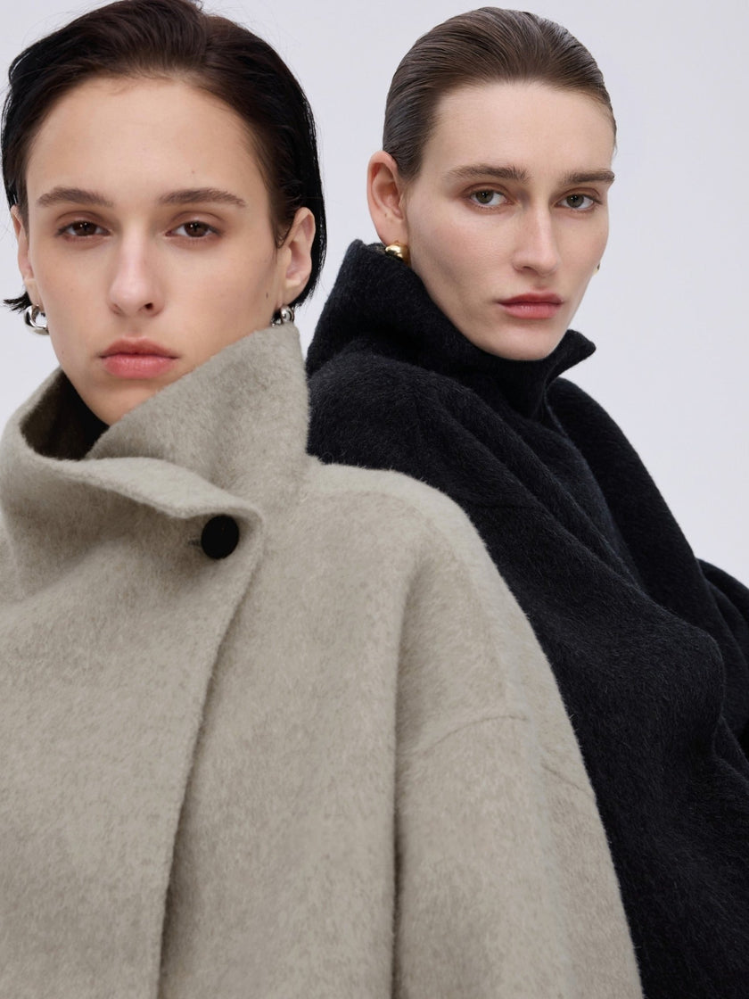 Asymmetric High-Neck Coat