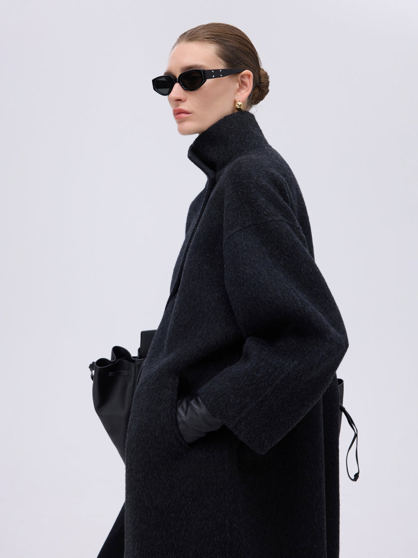 Asymmetric High-Neck Coat