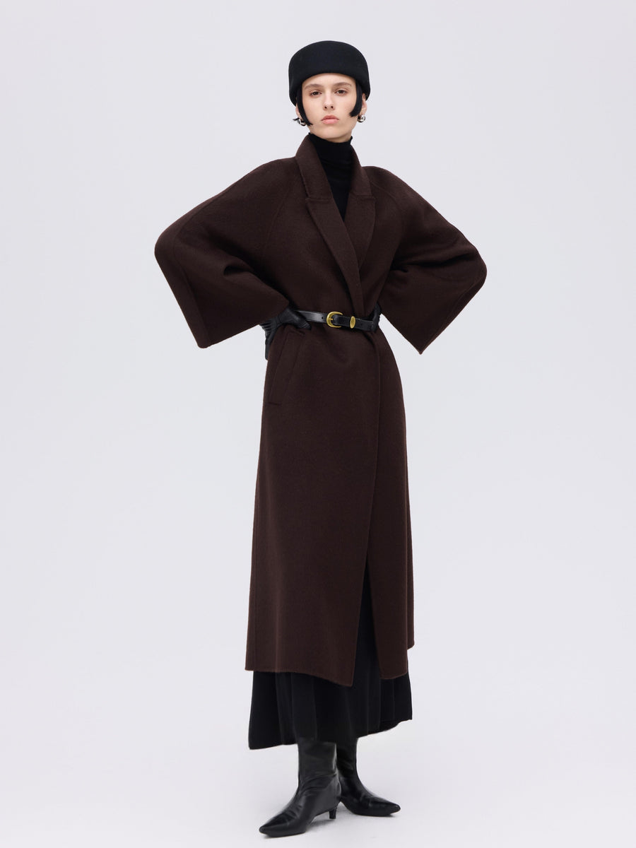 Manteau Long Fait Main En Laine D'alpaga Et Soie De Mûrier - Taille Unique, Beige, Neuf Avec étiquettes