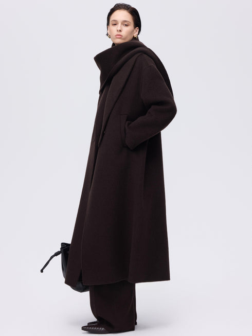 Structured Wool Scarf Coat