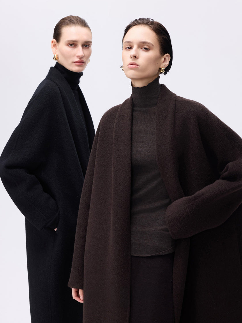 Refined Wool Belted Coat