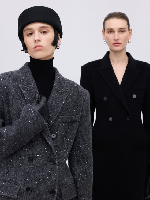 Manteau croisé en laine et alpaga