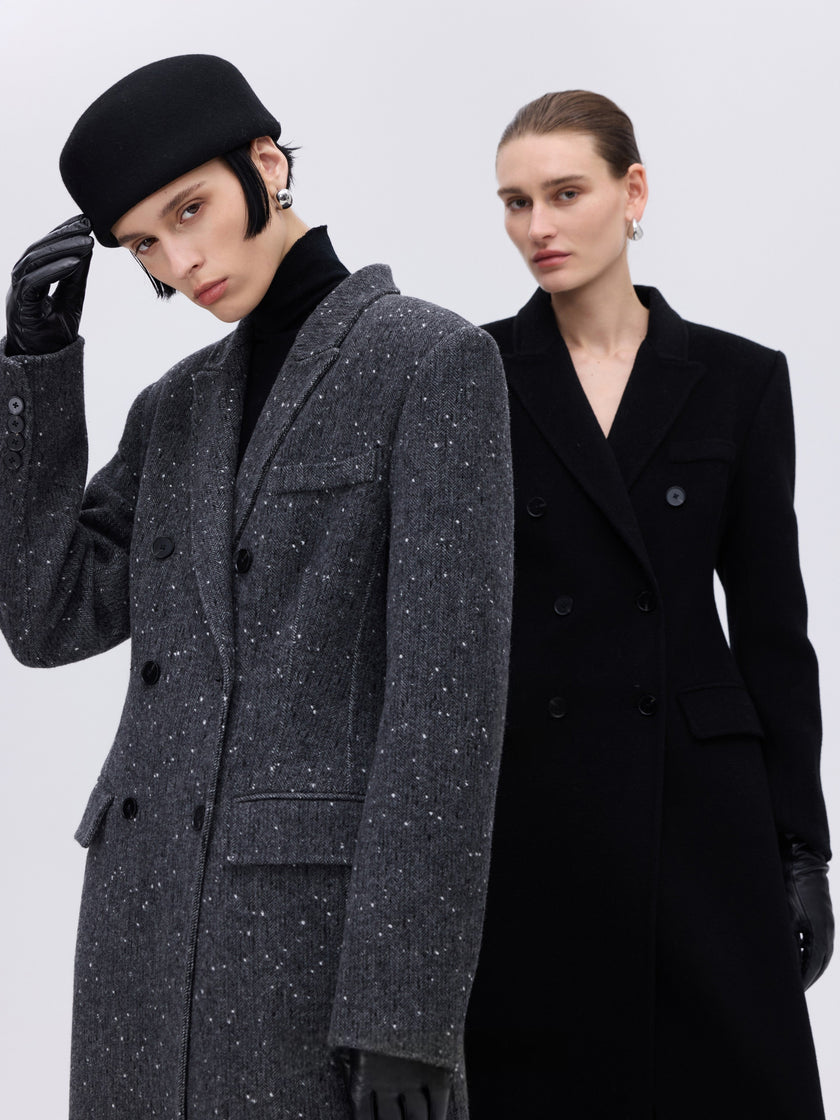 Manteau croisé en laine et alpaga