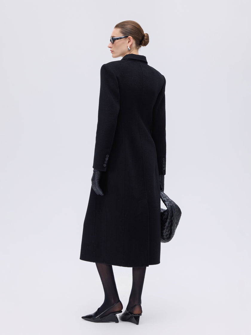 Manteau croisé en laine et alpaga