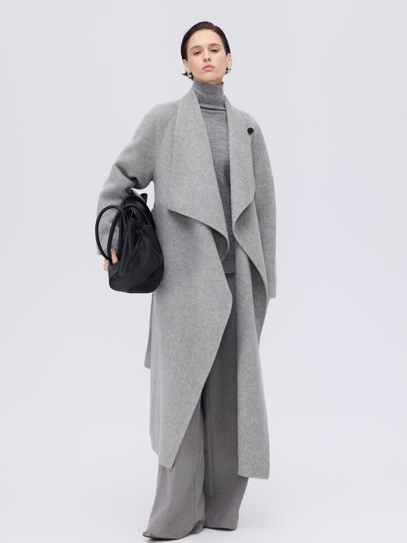 Asymétrique Manteau Enveloppant En Laine