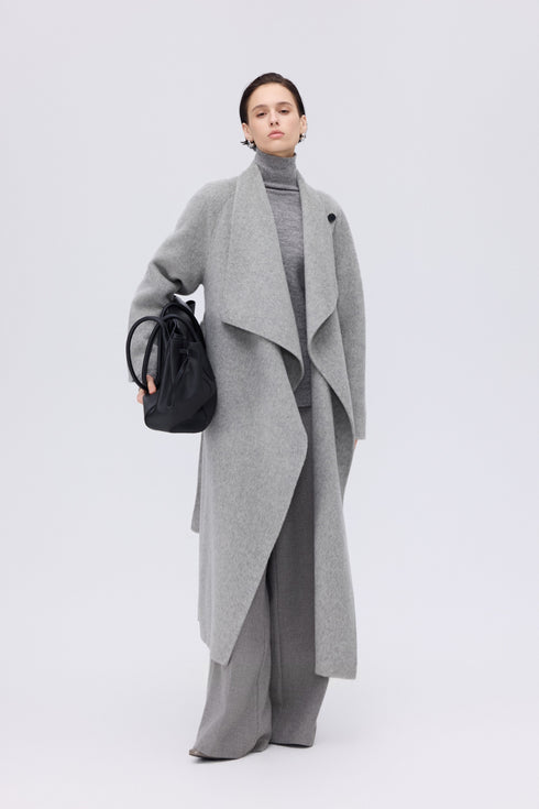 Asymmetric Wool Wrap Coat