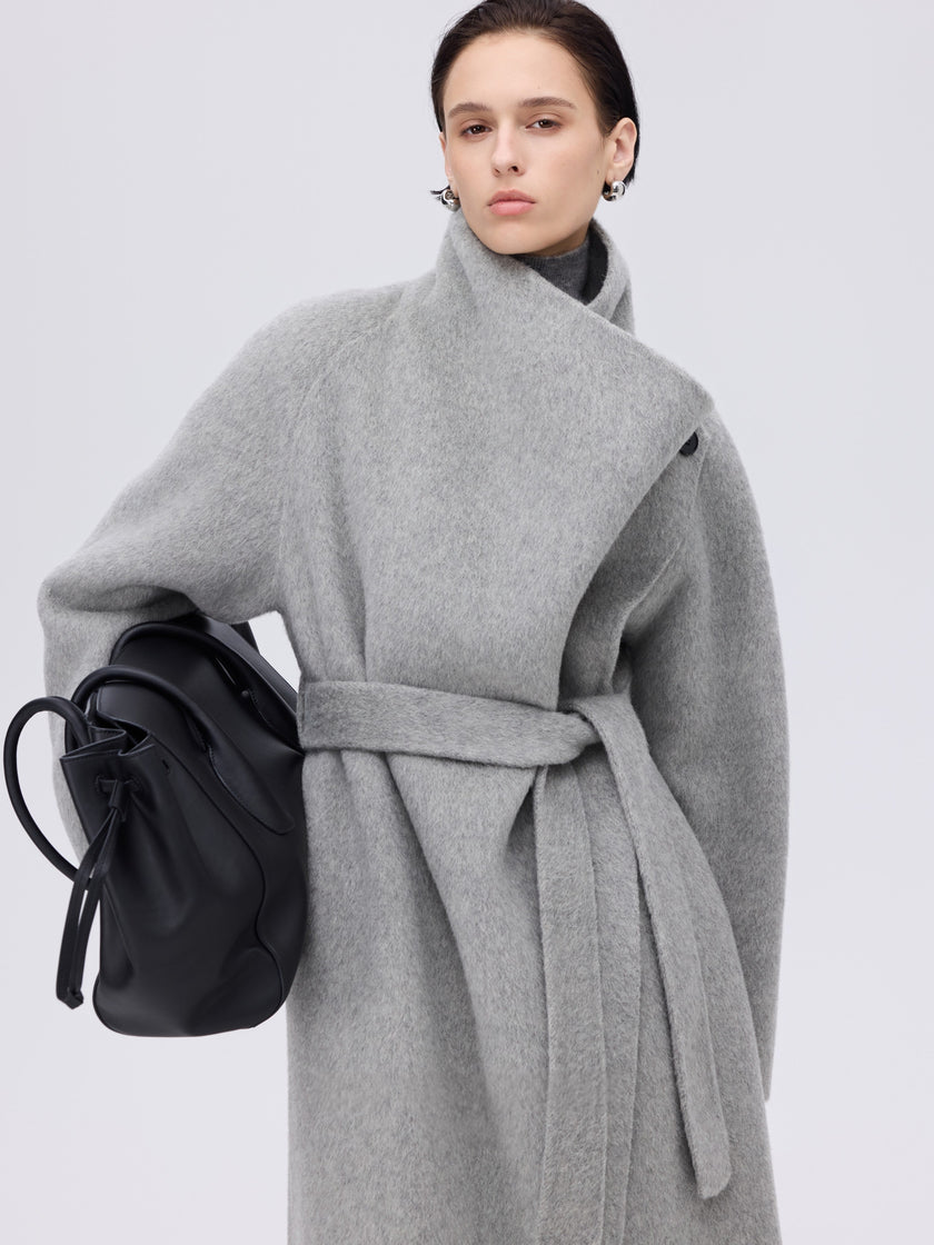 Asymétrique Manteau Enveloppant En Laine