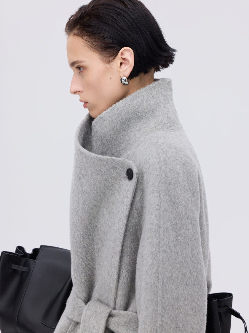 Asymétrique Manteau Enveloppant En Laine