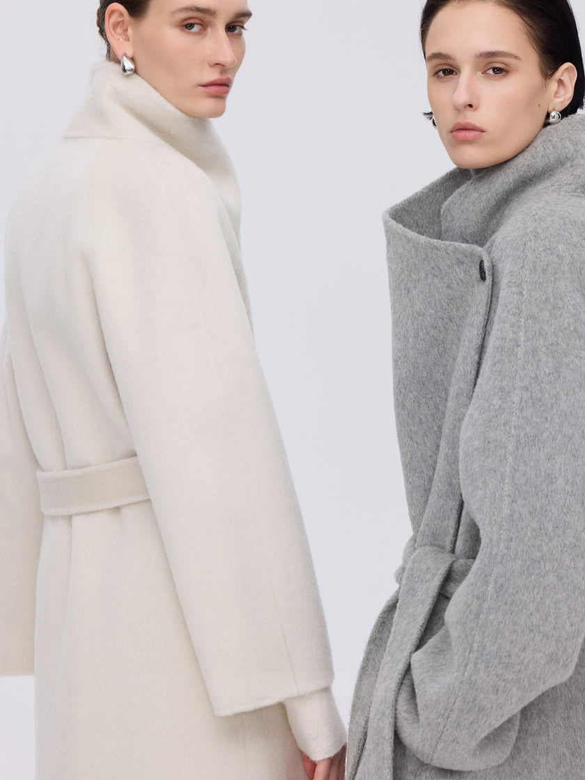 Asymétrique Manteau Enveloppant En Laine