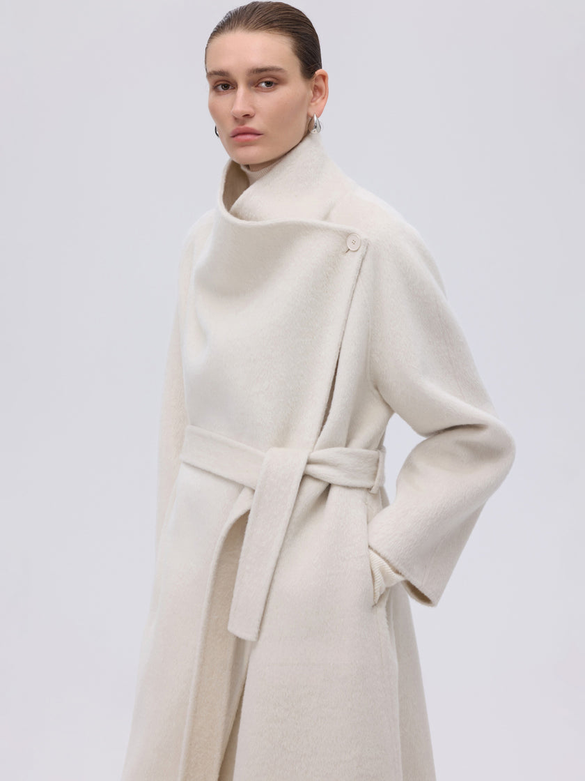 Asymétrique Manteau Enveloppant En Laine