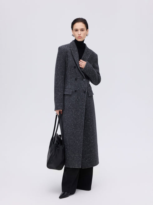 Manteau croisé en laine et alpaga