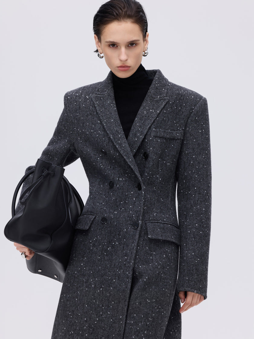 Manteau croisé en laine et alpaga